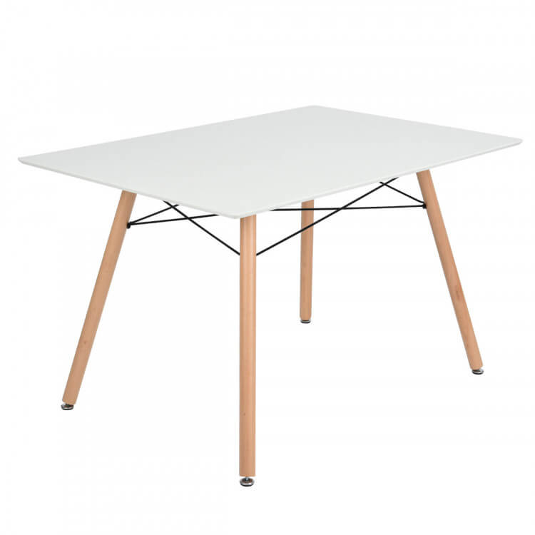 Table de cuisine design rectangulaire coloris chêne/blanc Chelsie