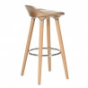 Tabouret de bar design bois et ABS coloris chêne/or (lot de 2) Dalhia