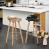 Tabouret de bar design bois et ABS coloris chêne/or (lot de 2) Dalhia