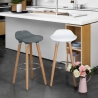 Tabouret de bar design bois et ABS coloris chêne/gris (lot de 2) Dalhia