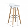 Tabouret de bar design bois et ABS coloris chêne/blanc (lot de 2) Dalhia