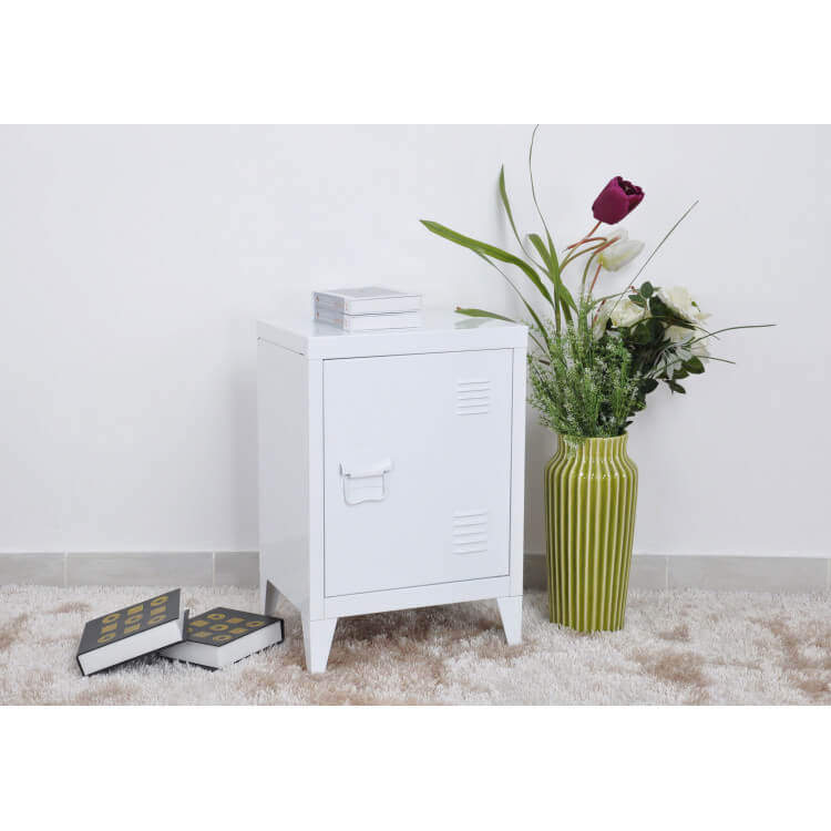 Meuble de rangement design 1 porte en métal blanc Belfast Meuble de rangement design 1 porte en métal blanc Belfast