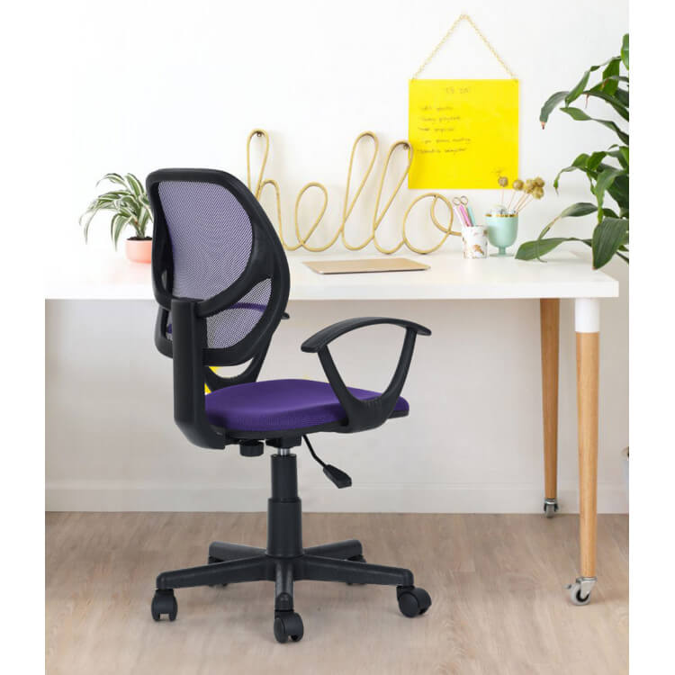 Chaise de bureau contemporaine en tissu violet Josie