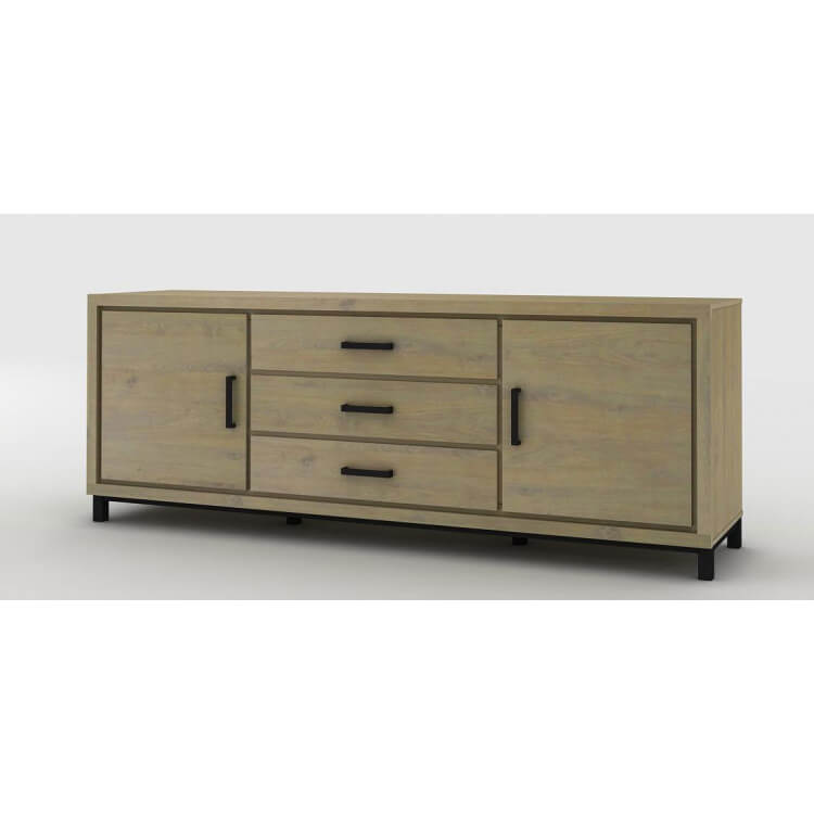 Buffet/bahut contemporain 220 cm coloris chêne beaufort Malaisia