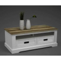 Table basse rectangulaire style campagne pin blanc/chêne Seoul