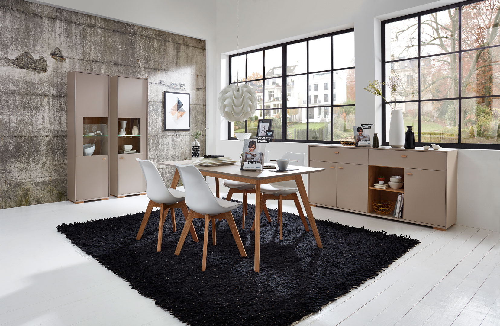 Salle à manger contemporaine coloris gris/chêne Deborah