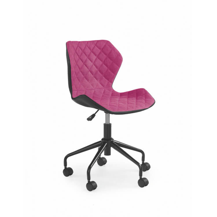 Chaise de bureau enfant design en tissu rose Cadix