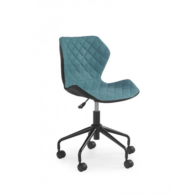 Chaise de bureau enfant design en tissu turquoise Cadix