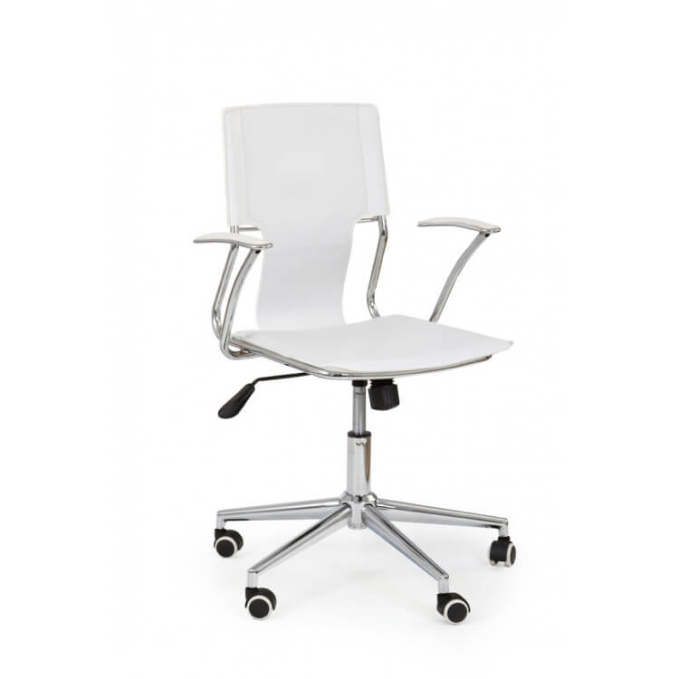Chaise de bureau design en PU blanc Viviane