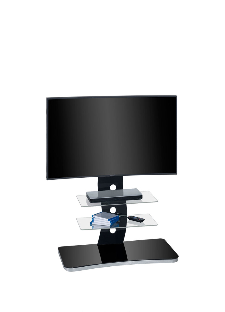 Meuble TV design métal et verre coloris noir Cedrine