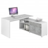 Bureau d'angle contemporain coloris blanc/gris pierre Azula