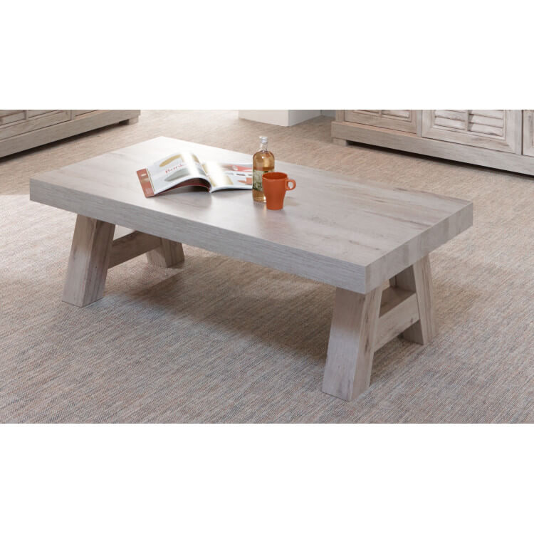 Table basse contemporaine rectangulaire coloris chêne gris Corsika