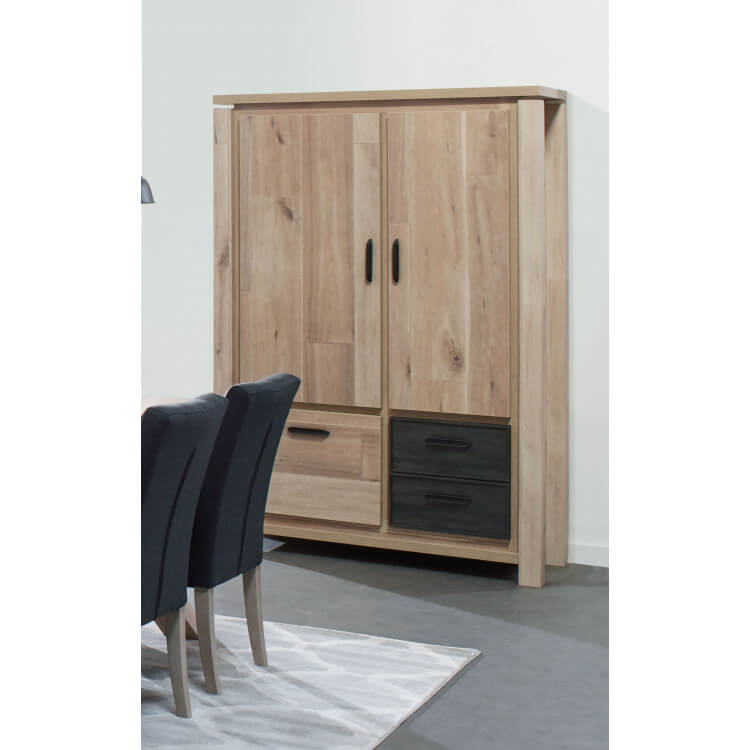 Vaisselier/argentier contemporain portes pleines coloris chêne/anthracite Tyson