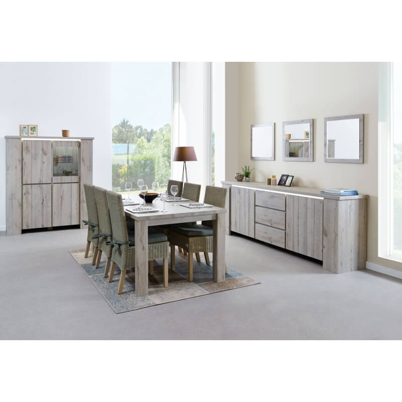 Buffet/bahut contemporain 200 cm coloris chêne gris