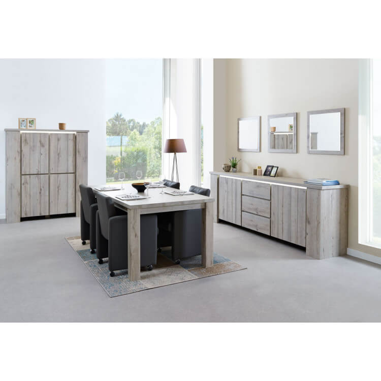 Salle A Manger Contemporaine Coloris Chene Gris Jonathan Ii Matelpro