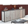 Buffet/bahut contemporain 210 cm coloris chêne gris/anthracite Cobra