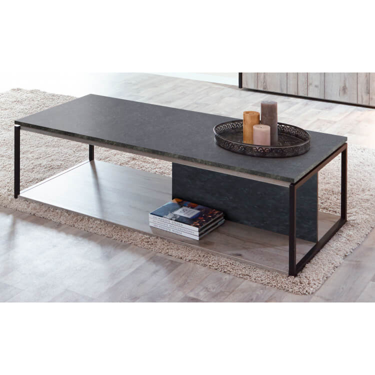 Table basse contemporaine coloris chêne gris/anthracite Cobra