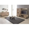 Meuble TV contemporain 130 cm coloris vieux chêne/anthracite Luciano