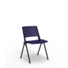Chaise d'accueil métal noir et PVC bleu Samantha