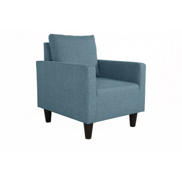 Fauteuil fixe contemporain en tissu bleu jean Suzana