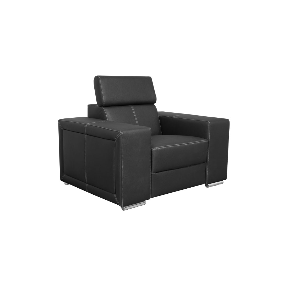 Fauteuil fixe design en PU noir Ivoria
