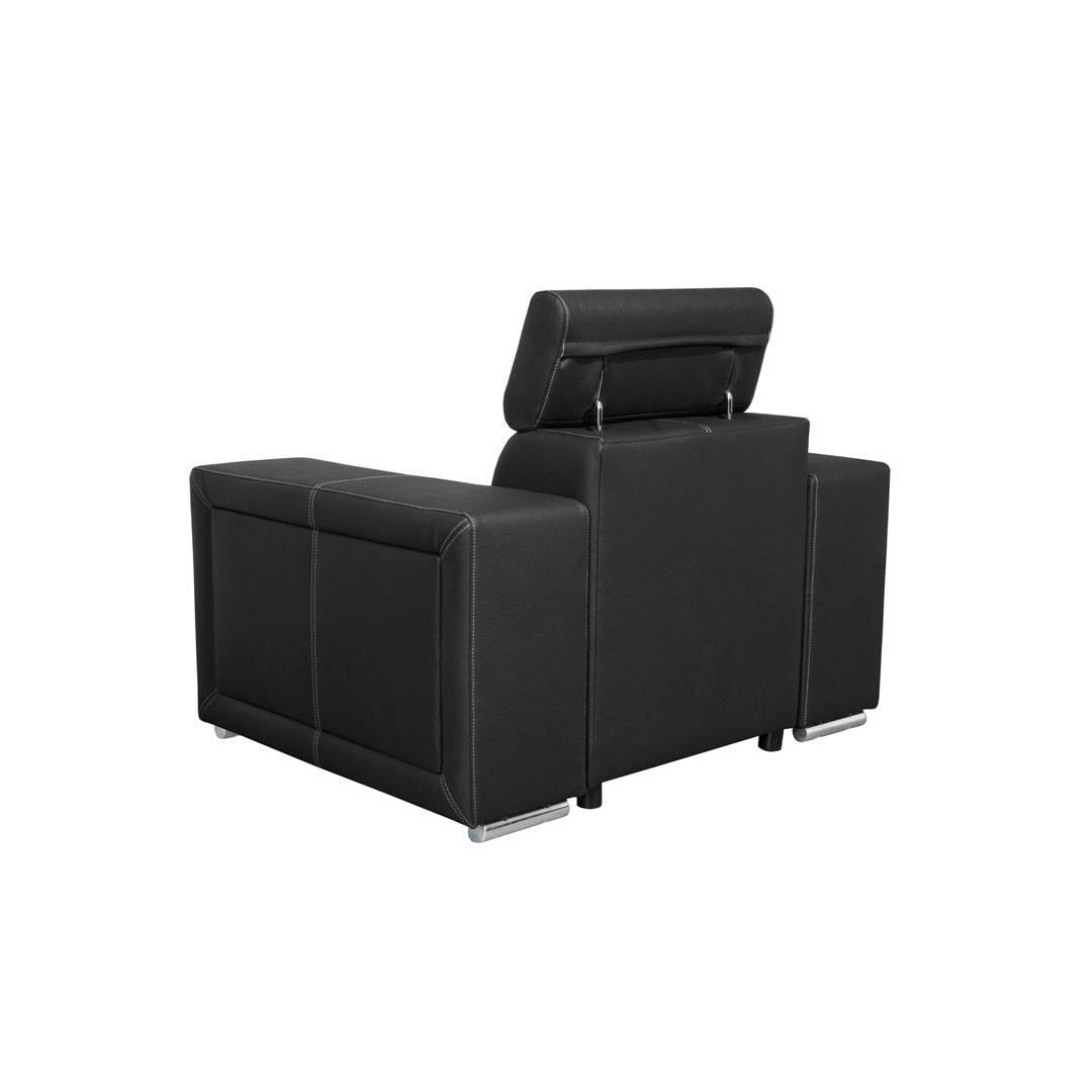 Fauteuil fixe design en PU noir Ivoria