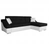 Canapé d'angle convertible et réversible contemporain en PU blanc/tissu noir Alvina