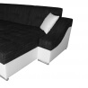 Canapé d'angle convertible et réversible contemporain en PU blanc/tissu noir Alvina