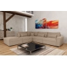 Canapé d'angle fixe modulable contemporain en tissu beige Savina