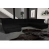 Canapé d'angle fixe contemporain en tissu noir Lorenzo