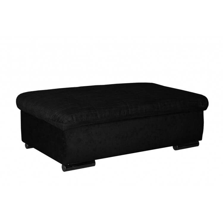 Pouf coffre contemporain en tissu noir Lorenzo