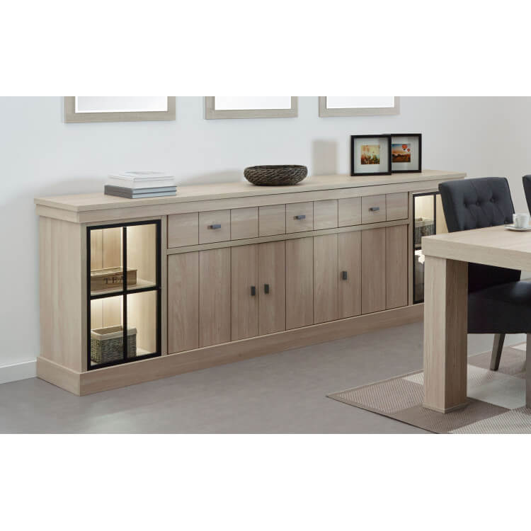 Buffet/bahut contemporain 250 cm coloris orme naturel Vaucluse