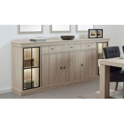 Buffet/bahut haut contemporain 250 cm coloris orme naturel Vaucluse II