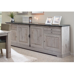 Buffet/bahut contemporain 245 cm coloris chêne nature/gris marbre Bogotta