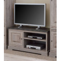 Meuble TV contemporain 126 cm coloris chêne nature/gris marbre Bogotta