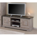 Meuble TV contemporain 164 cm coloris chêne nature/gris marbre Bogotta