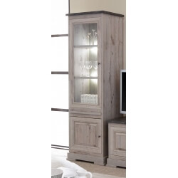 Vitrine contemporaine coloris chêne nature/gris marbre Bogotta