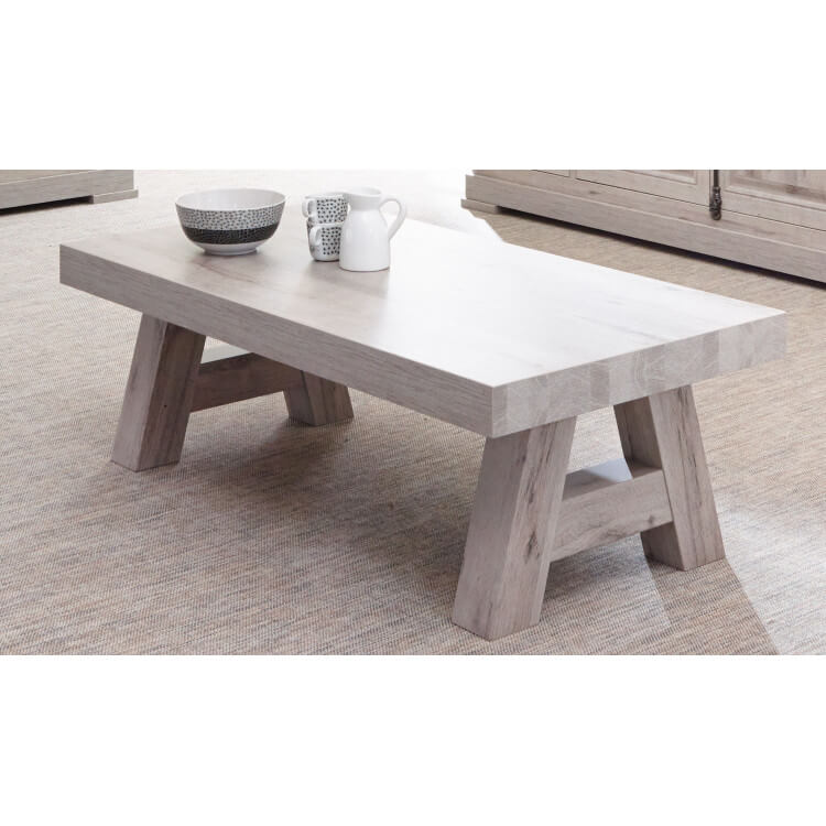 Table basse contemporaine rectangulaire coloris chêne naturel Bogotta