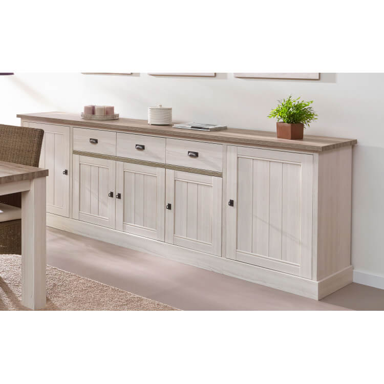 Buffet/bahut contemporain 259 cm chêne beige/mélèze Samos