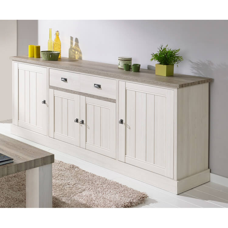 Buffet/bahut contemporain 215 cm chêne beige/mélèze Samos