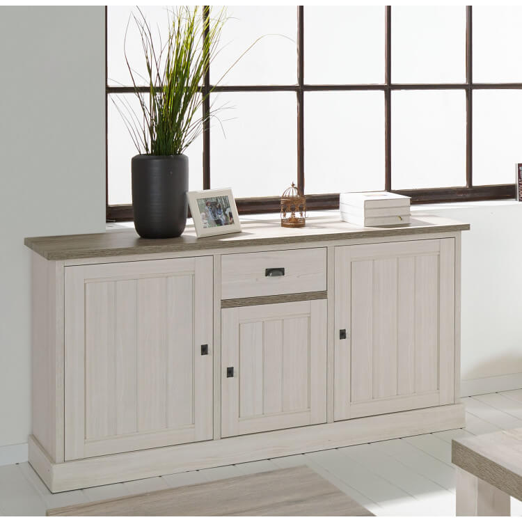 Buffet/bahut contemporain 171 cm chêne beige/mélèze Samos