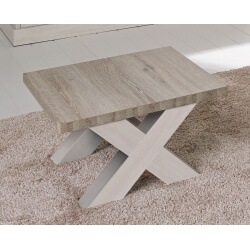 Table basse contemporaine carrée coloris chêne beige/mélèze Samos II