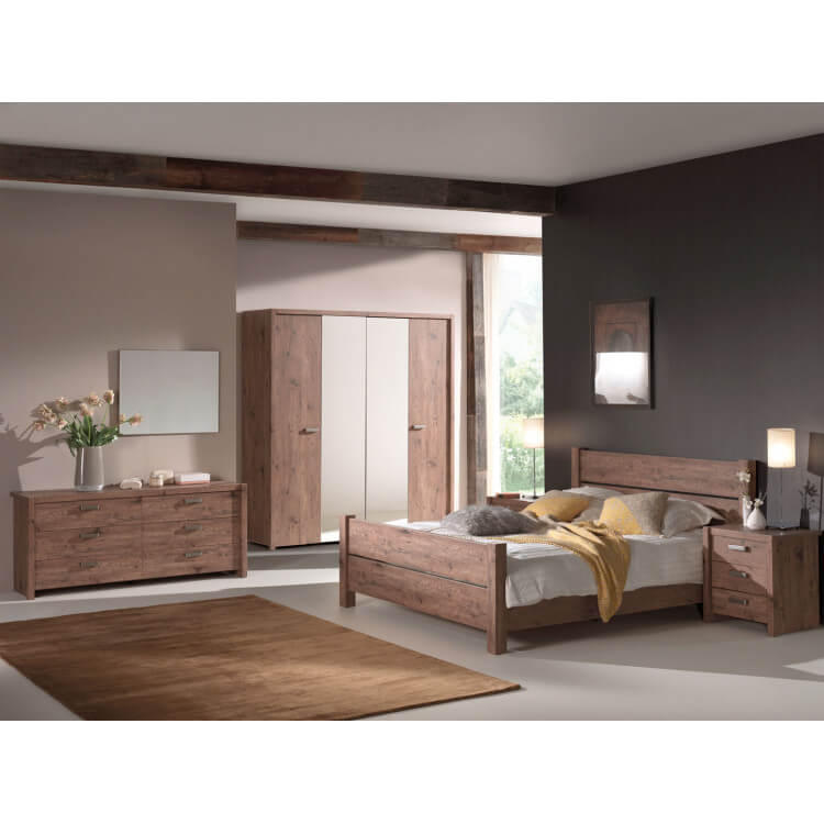 Chambre adulte contemporaine chêne foncé Roseland