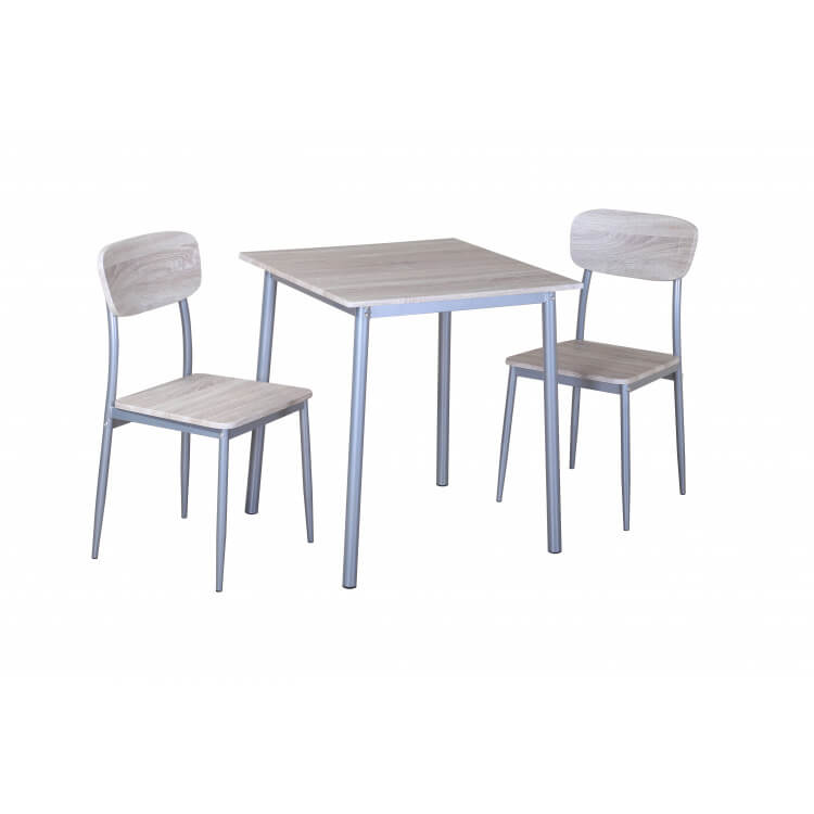 Ensemble table et 2 chaises contemporain coloris chêne sonoma Aveyron