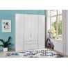 Armoire adulte contemporaine 4 portes/2 tiroirs blanc alpin Florida