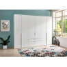 Armoire adulte contemporaine 6 portes/2 tiroirs blanc alpin Florida