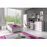 Armoire enfant contemporaine 2 portes coloris blanc/rose Myke