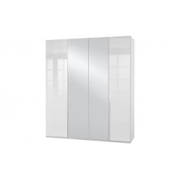 Armoire adulte design 4 portes/2 miroirs laqué blanc cassé Orlando