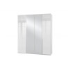 Armoire adulte design 4 portes/2 miroirs laqué blanc cassé Orlando