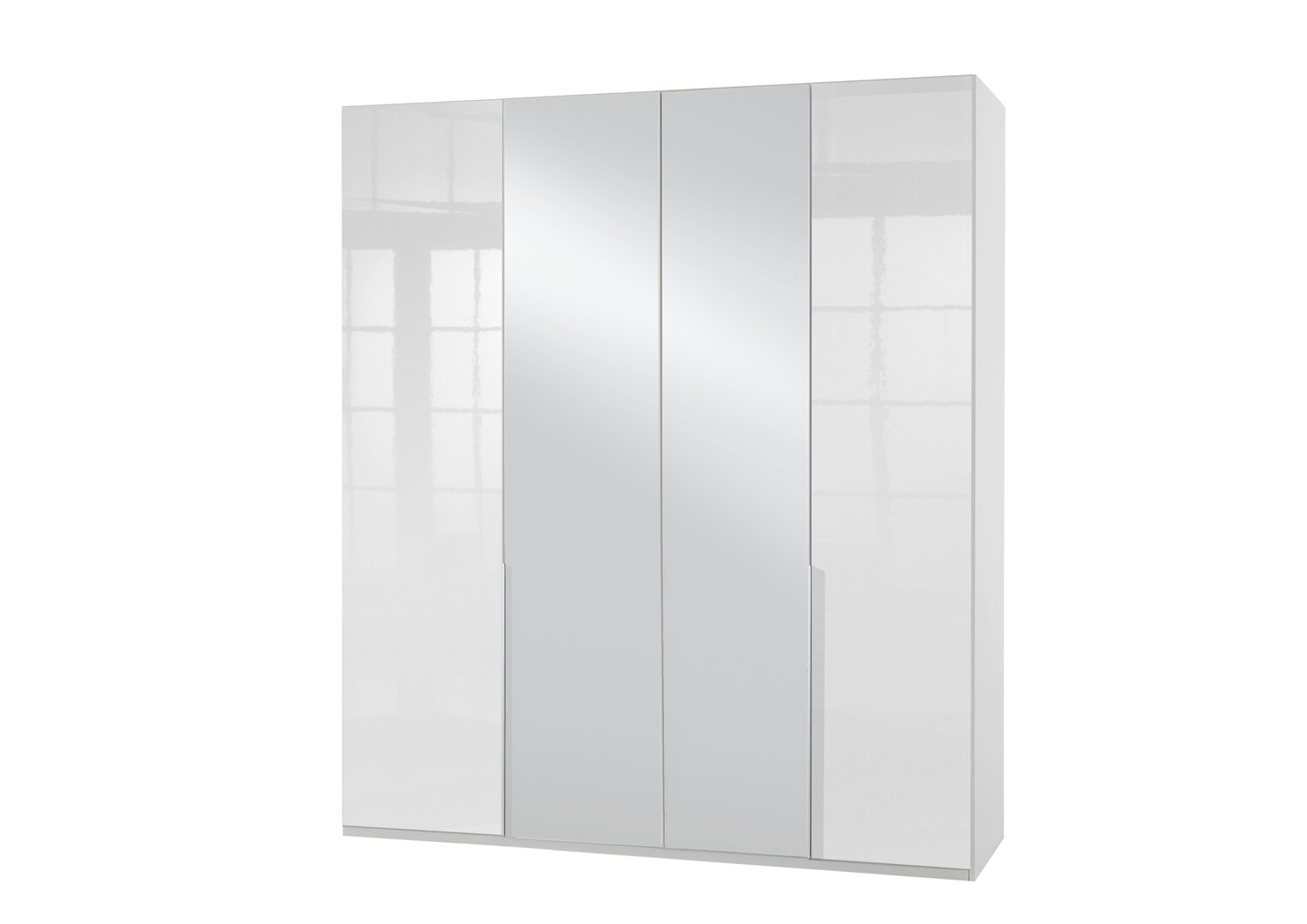 Armoire adulte design 4 portes/2 miroirs laqué blanc cassé Orlando